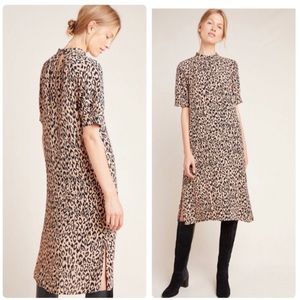 Anthropologie Mackenzie Mock Neck Tunic Puff Sleeve Midi Dress